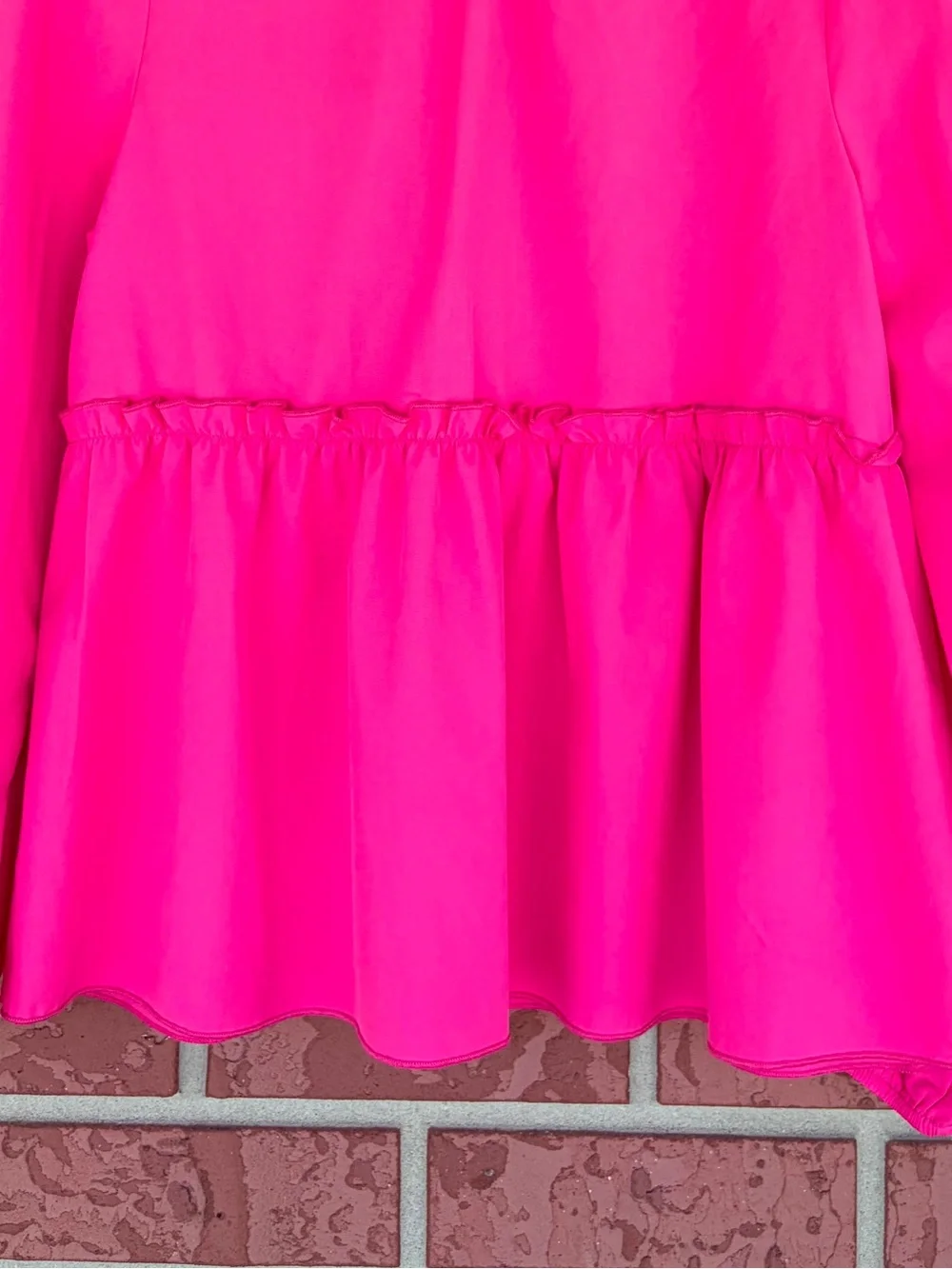 Women’s Ruffled High-Neck Peplum Blouse - Hot Pink
